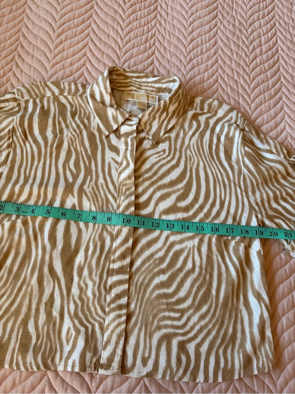 Linen blend, Michael Coles NWT Cropped Oversized Zebra Print Linen Blend Shirt S